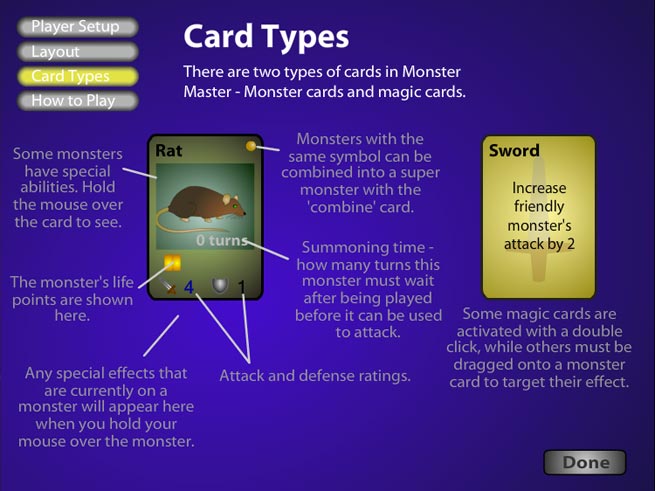 Monster Master Guide - The Card Types